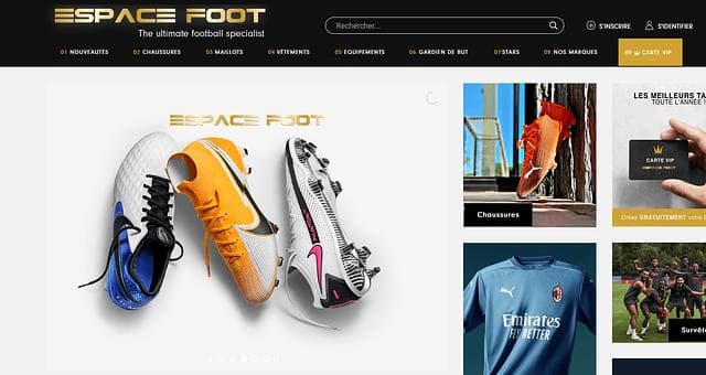 Page d’accueil du site Espace Foot